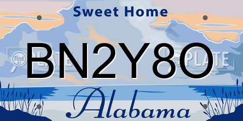 BN2Y8O Alabama License Plate
