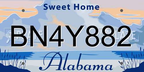 BN4Y882 Alabama License Plate