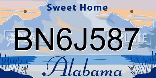 BN6J587 Alabama License Plate