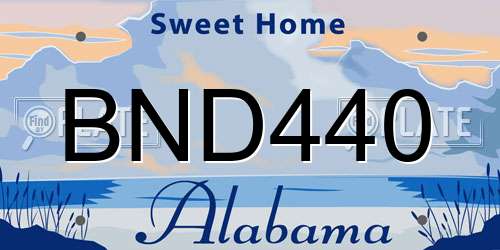 BND440 Alabama License Plate