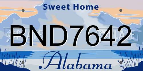 BND7642 Alabama License Plate
