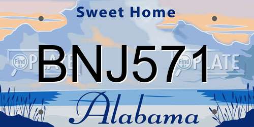 BNJ571 Alabama License Plate