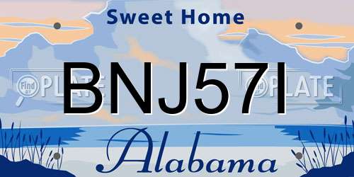 BNJ57I Alabama License Plate