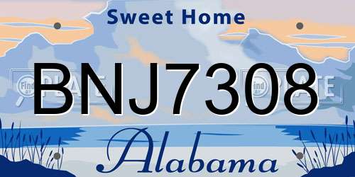BNJ7308 Alabama License Plate