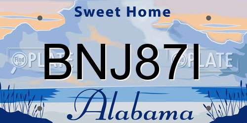 BNJ87I Alabama License Plate