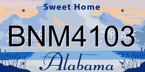 BNM4103 Alabama License Plate