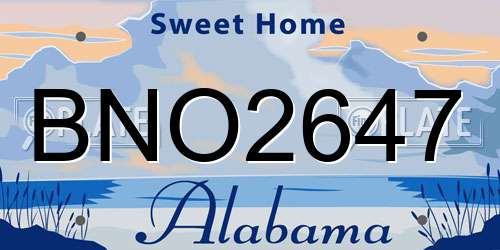 BNO2647 Alabama License Plate