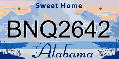 BNQ2642 Alabama License Plate