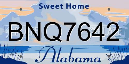 BNQ7642 Alabama License Plate
