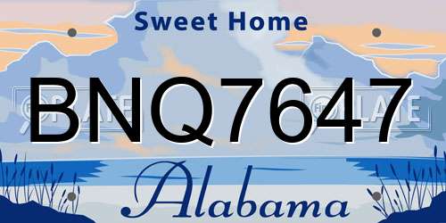 BNQ7647 Alabama License Plate