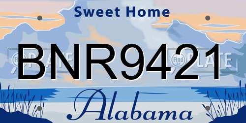 BNR9421 Alabama License Plate