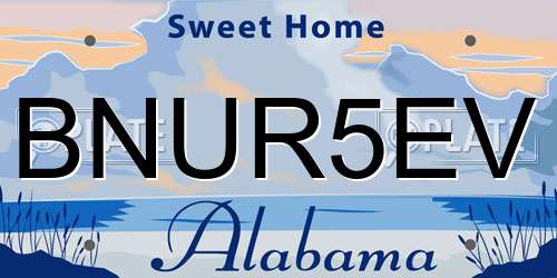 BNUR5EV Alabama License Plate
