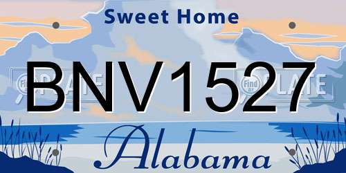 BNV1527 Alabama License Plate