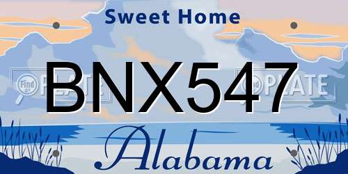 BNX547 Alabama License Plate