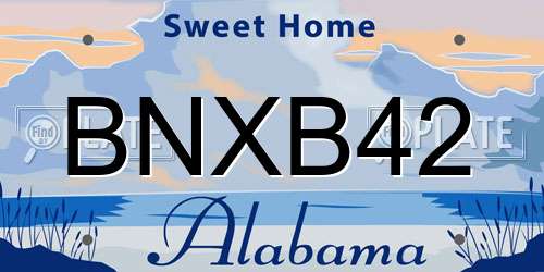 BNXB42 Alabama License Plate