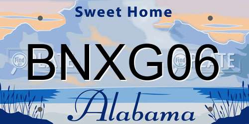 BNXG06 Alabama License Plate