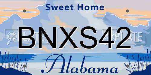BNXS42 Alabama License Plate