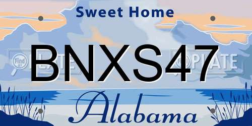 BNXS47 Alabama License Plate