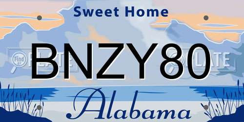 BNZY80 Alabama License Plate