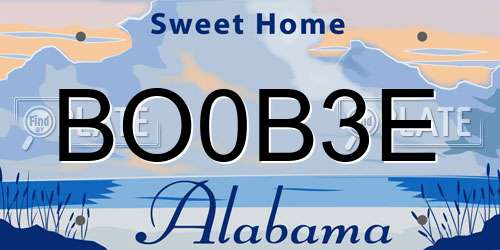 BO0B3E Alabama License Plate