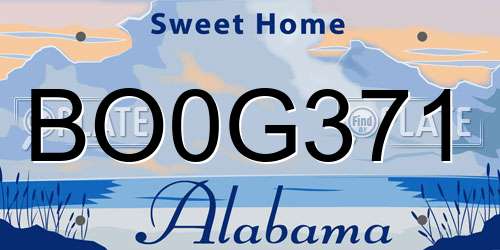 BO0G371 Alabama License Plate