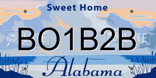 BO1B2B Alabama License Plate