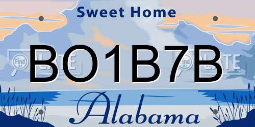 BO1B7B Alabama License Plate