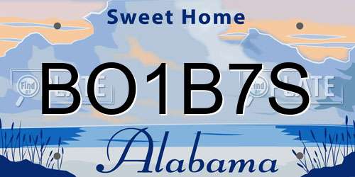 BO1B7S Alabama License Plate