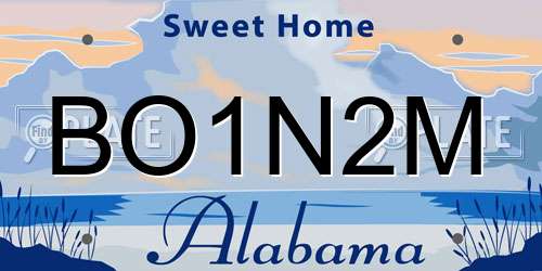 BO1N2M Alabama License Plate