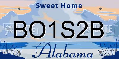 BO1S2B Alabama License Plate