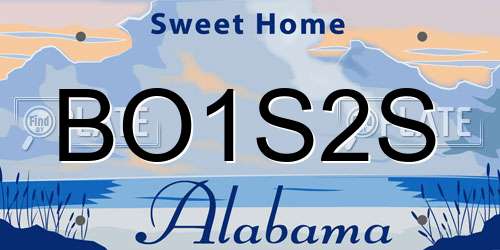BO1S2S Alabama License Plate