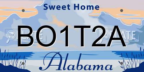 BO1T2A Alabama License Plate