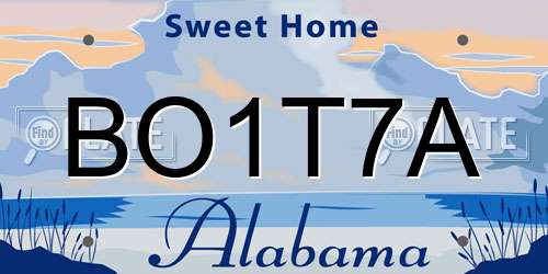 BO1T7A Alabama License Plate