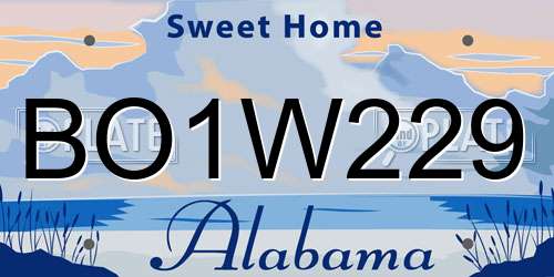 BO1W229 Alabama License Plate