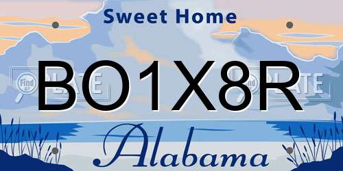 BO1X8R Alabama License Plate