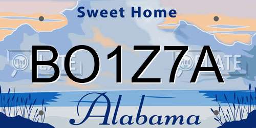 BO1Z7A Alabama License Plate