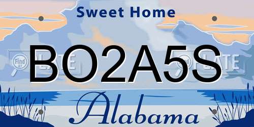 BO2A5S Alabama License Plate
