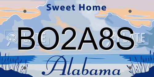 BO2A8S Alabama License Plate