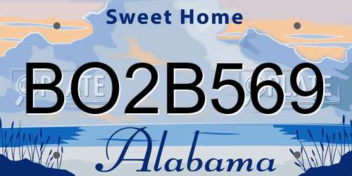 BO2B569 Alabama License Plate