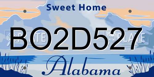 BO2D527 Alabama License Plate
