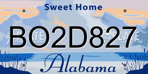 BO2D827 Alabama License Plate