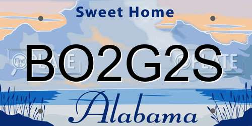 BO2G2S Alabama License Plate