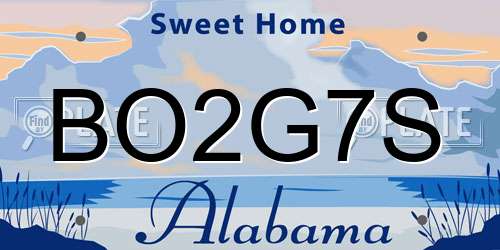 BO2G7S Alabama License Plate