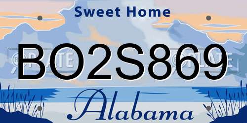BO2S869 Alabama License Plate