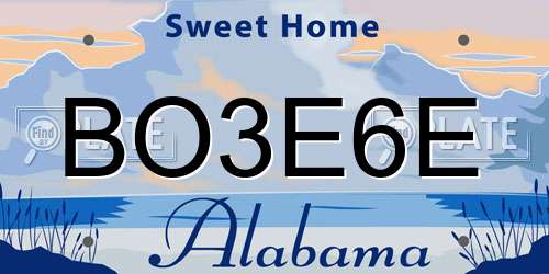 BO3E6E Alabama License Plate