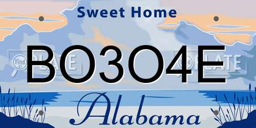 BO3O4E Alabama License Plate
