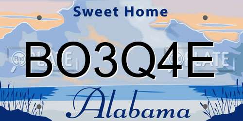 BO3Q4E Alabama License Plate
