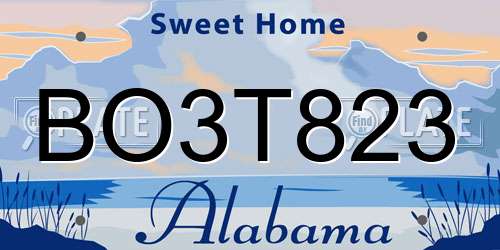 BO3T823 Alabama License Plate