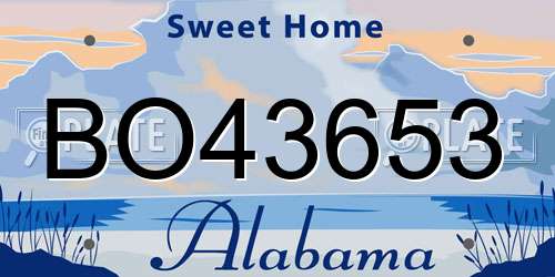 BO43653 Alabama License Plate