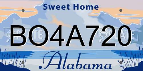 BO4A720 Alabama License Plate